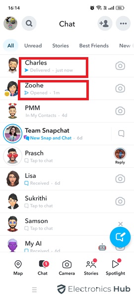 Finding the Status on Chat - Snapchat's Opened Icon