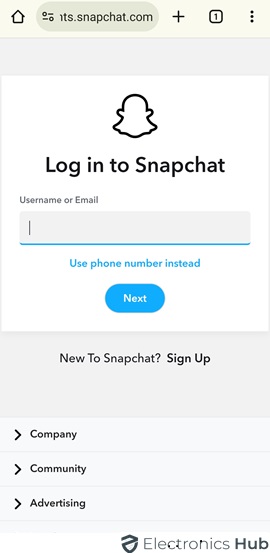 Login to Web Snapchat - Reset Password