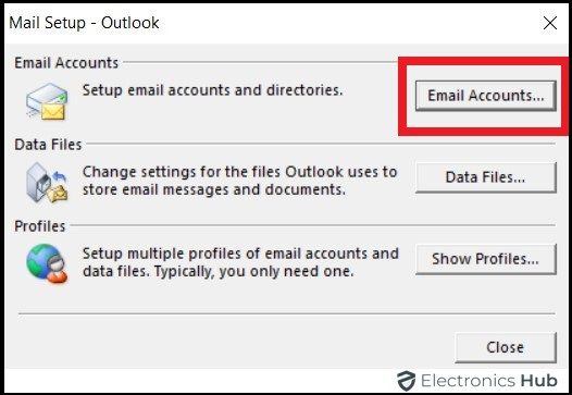 Mail set up window-password change for outlook