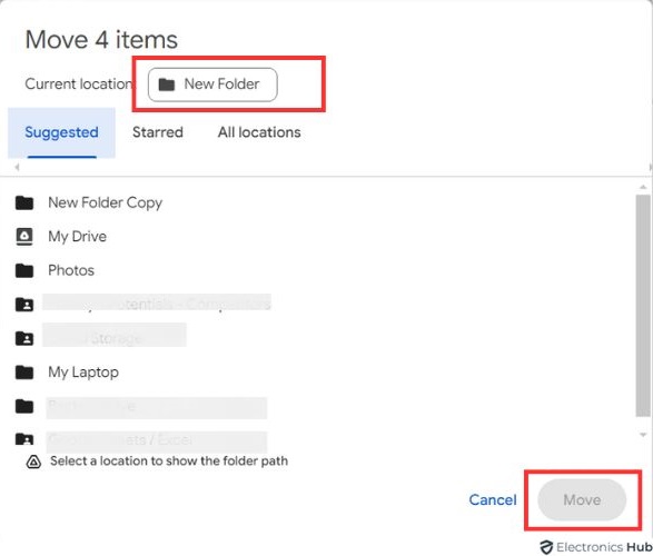 selected folder - copy google drive folder