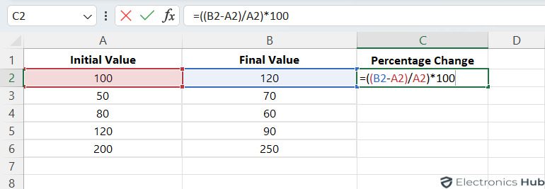 Percent Change excel - Multiple Sets Of Data
