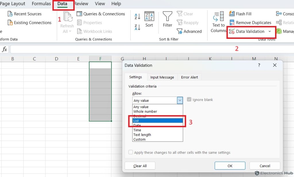 Set Up the List - Dropdown list in Excel