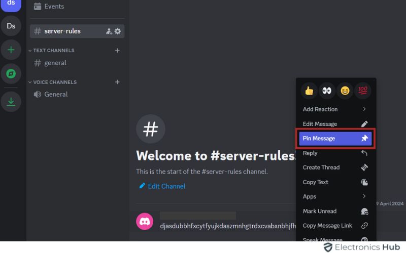 Pin message - Discord server rules