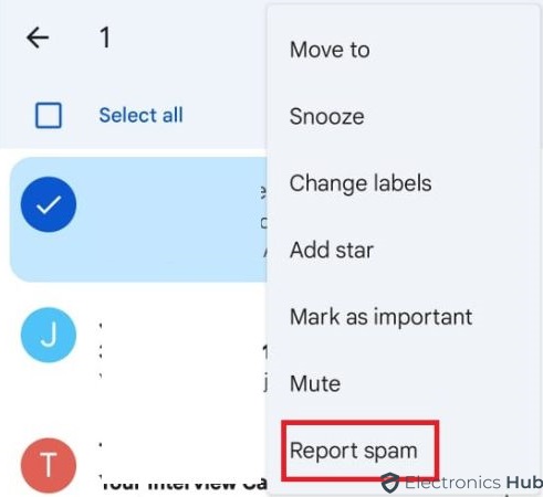 Report Spam in Android - Block Spam Emails
