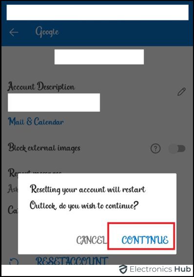 Reset confirmation-password change outlook