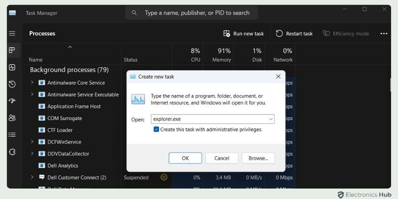 Restart File Explorer-file explorer not responding windows