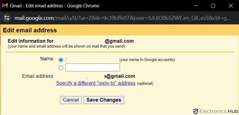 Save Changes - Change Gmail Address