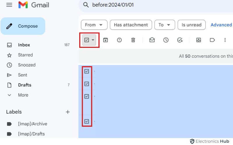 Select All - Delete Old Emails In Gmail