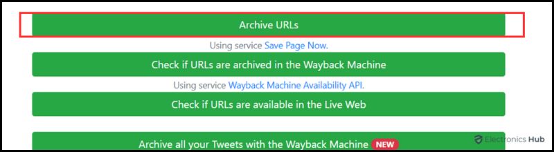 Select Archive URLs- how to archive tweets