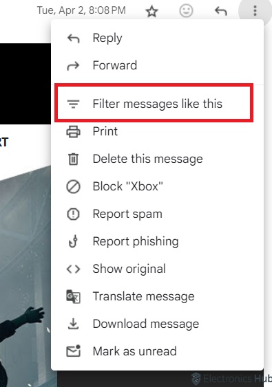 Select Filter messages like this. - Delete prmotion gmail mails