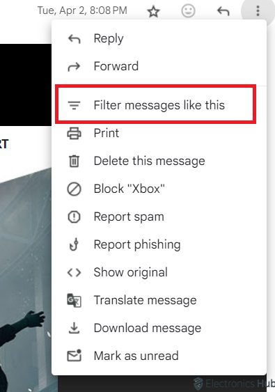 Select Filter messages like this. - Delete prmotion gmail mails