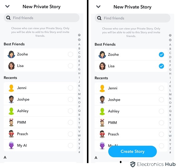 Select Friends - Story Lock Mean on Snapchat