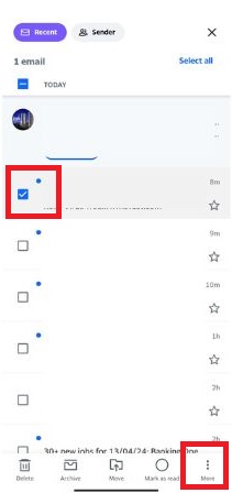 Select three Vertical dots - Kill spam emails