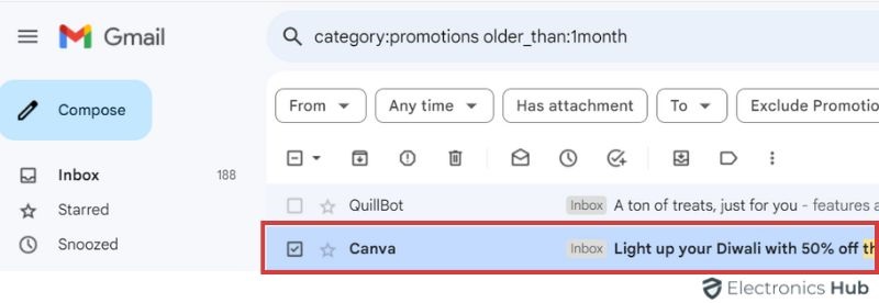 Select conversations - Delete Old Emails In Gmail
