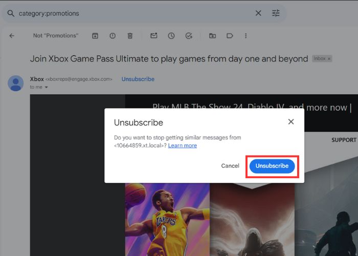 Select unsubscribe - Remove promotion mails (gmail)