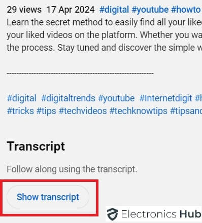 Show transcript- download youtube subtitles
