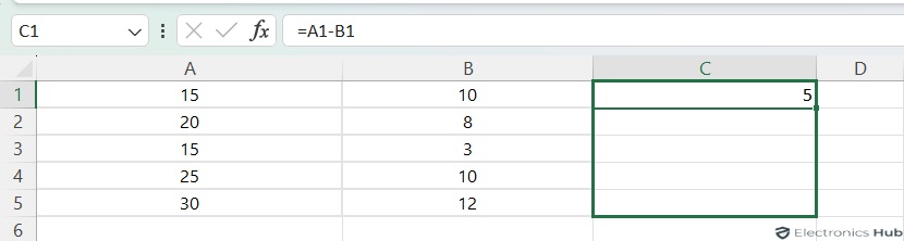 Subtract Columns In Excel
