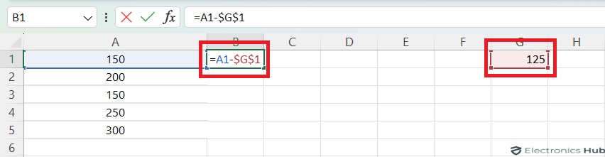 Subtract Same Number From A Column Of Numbers (Excel)