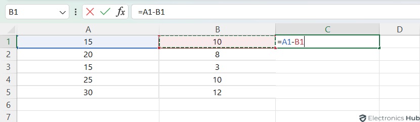 Subtract With Reference Cells - Excel