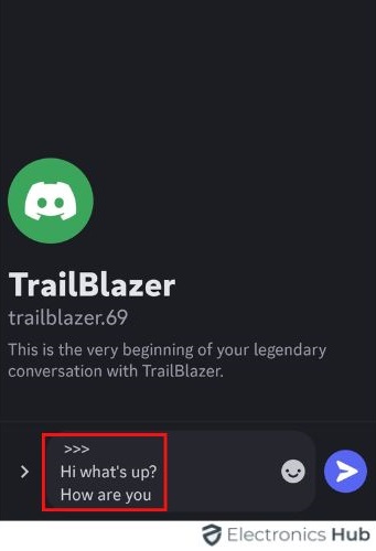 Tap on Enter icon on mobile - Quote messages in Discord
