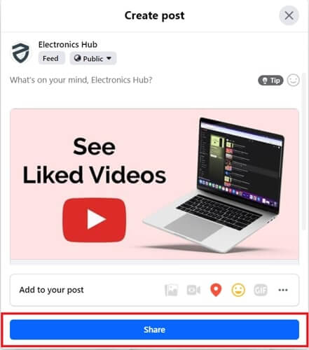 Tap on Share- youtube video on facebook