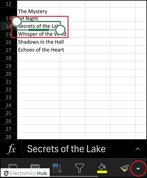 Tap on the cell-wrap text shortcut in excel