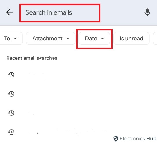 Search Bar and Date Tittle - Find Emails by Date