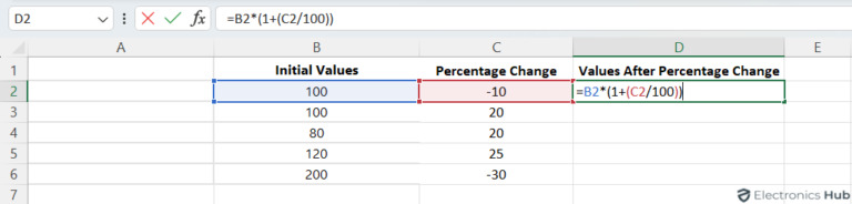 Calculate The Value After Percent Change - excel