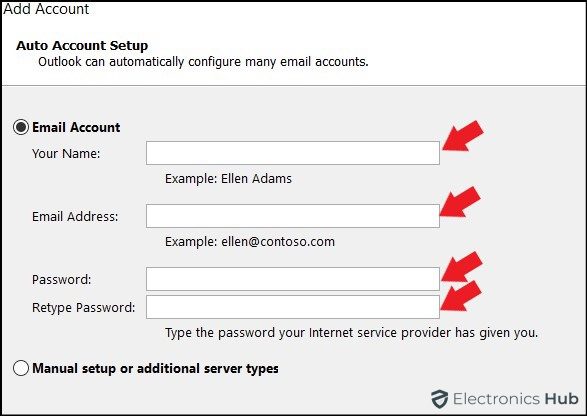 add account window-how to change the view on outlook