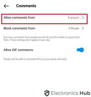 allow comments from - follower count on instagram