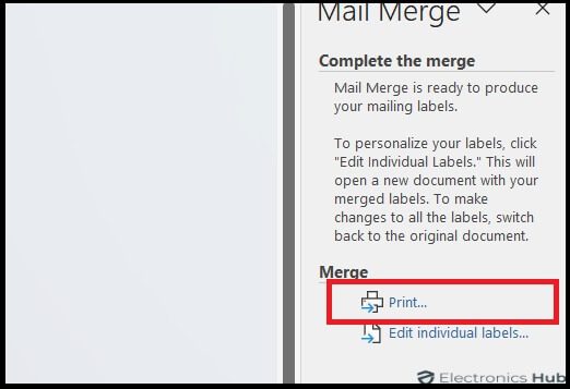 choose Print - Lables From Excel