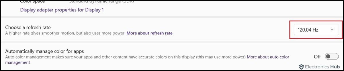 choose preferred refresh rate