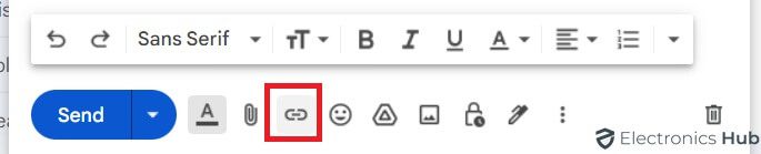 click insert url option-add gif to mail