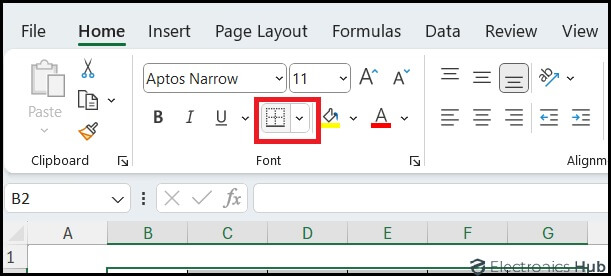 click on Borders-Create Gridlines Excel