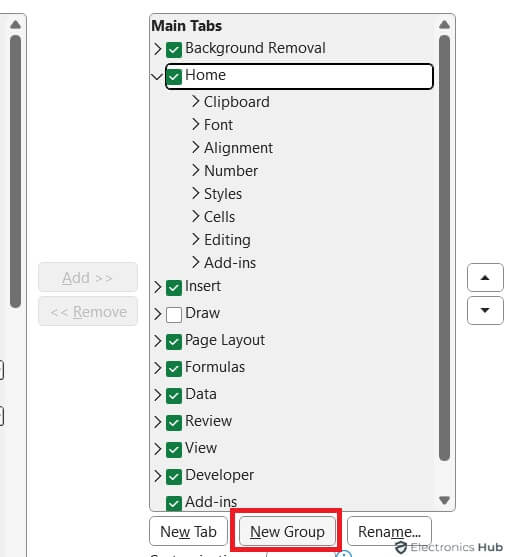click the New Group - Add Strikethrough to ribbon