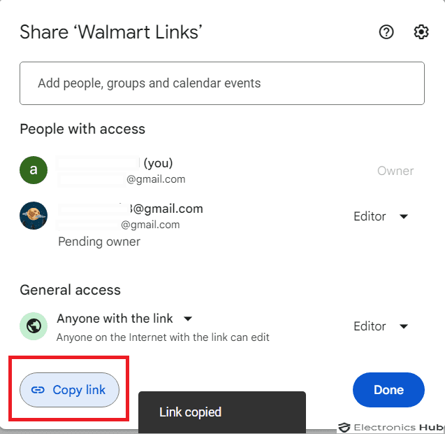 copy link - share google drive with others