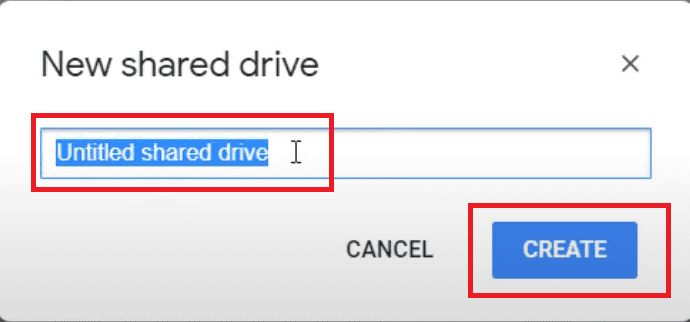 Create Shared Drive in google drive