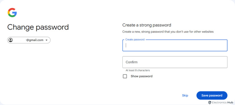 create a new password-reset password gmail