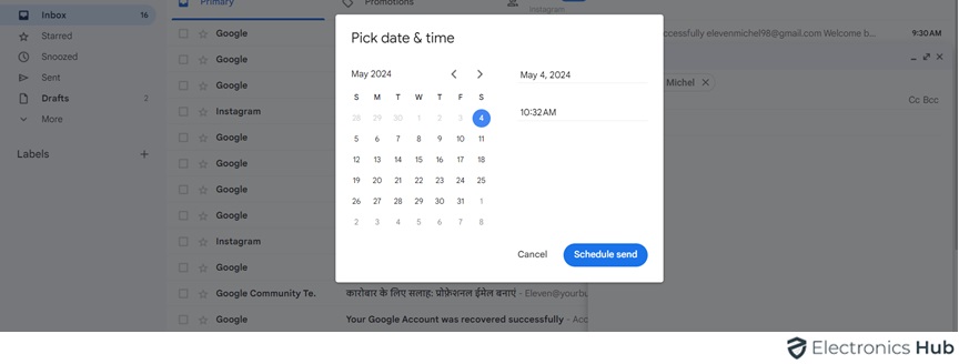 date & time - schedule email in gmail