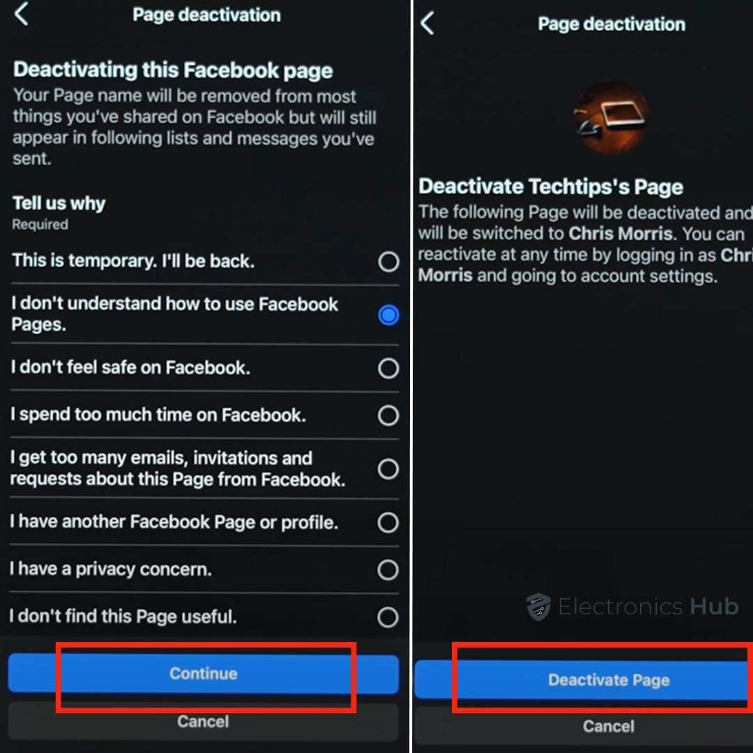deactivate page-how to erase facebook account