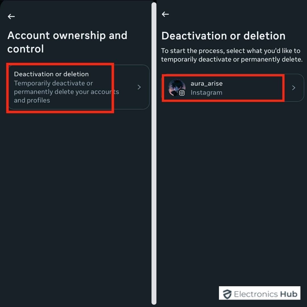 deactivation or deletion-delete an instagram account