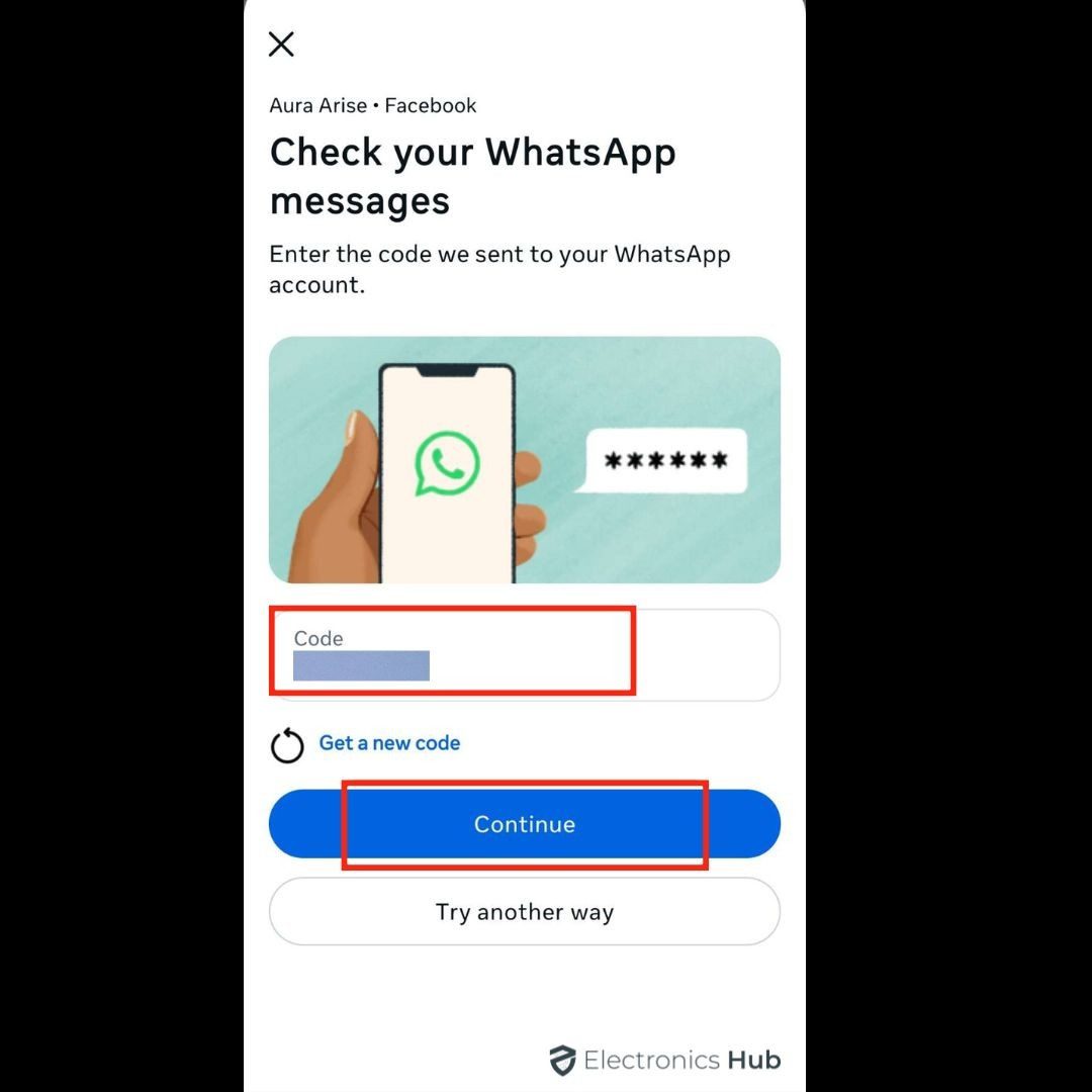 enter code-how to change fb password