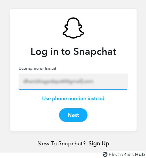 Enter Mail ID to Revamp Snapchat Password