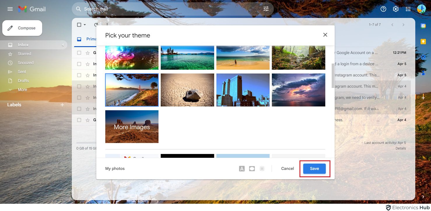 new theme - change gmail background