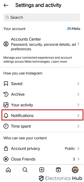 notifications - turn on quiet mode on instagram