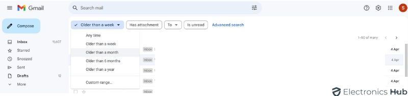 older than week operator - Search Gmail with Dates