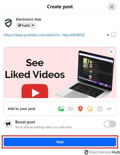 paste the url-youtube video on facebook