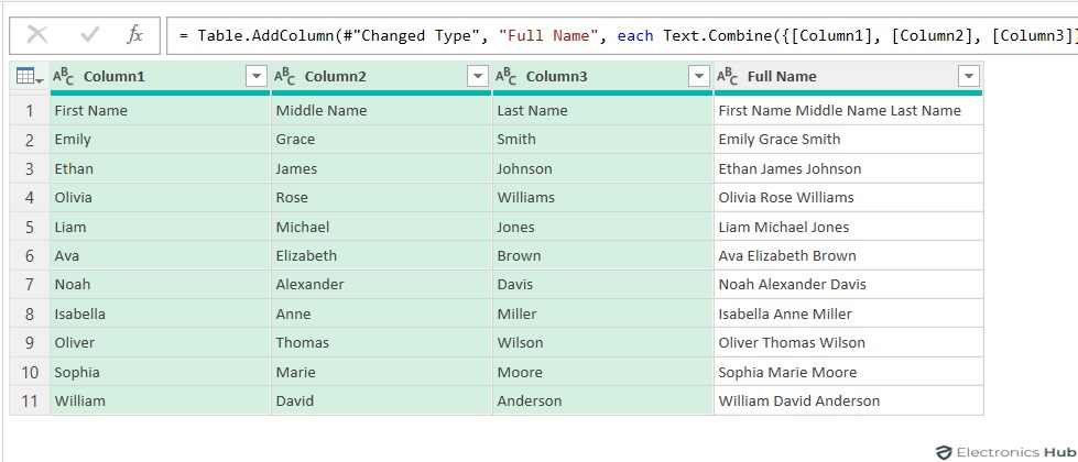 preview - Combine Text in Excel