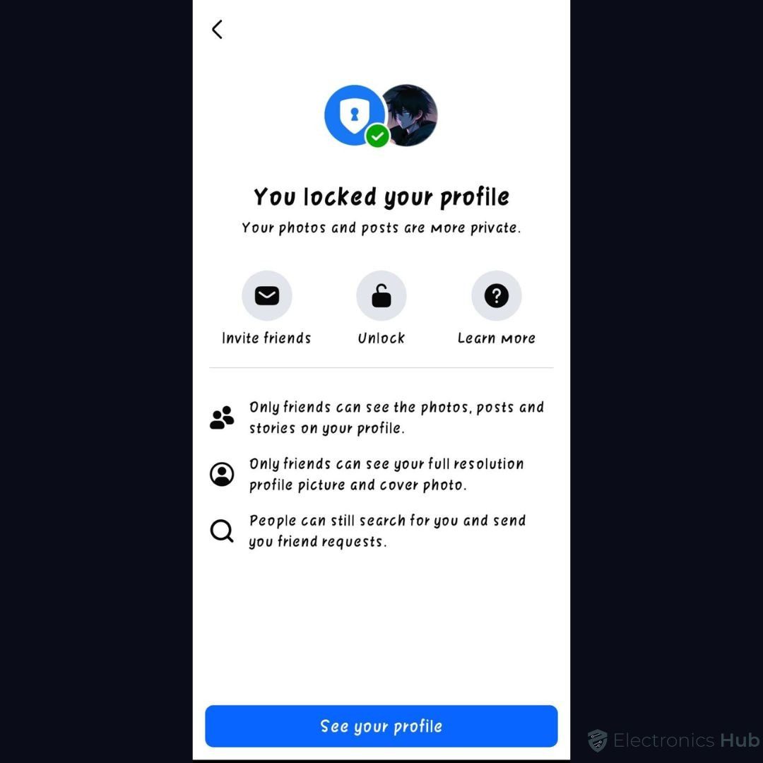 profile locking-profile on fb