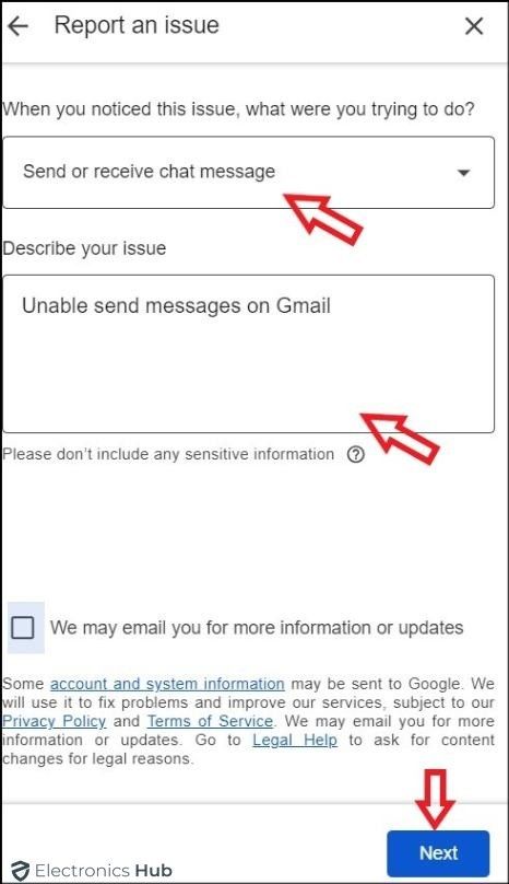 report an issue Gmail-contacting gmail support